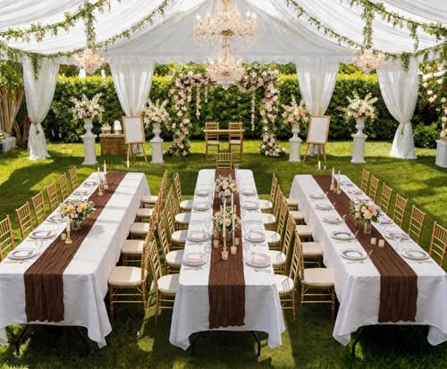 20 Pack Brown Table Runner 17 x 108inch Cheesecloth Table Runner Rustic Boho Gauze Sheer Fabric Cheese Cloth Table Runners for Wedding Party Bridal Baby Shower Birthday Spring Table Decor - Image 6