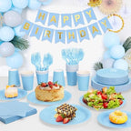 250Pcs Light Blue Paper Plates and Napkins Supplies Include 9’’Paper Party Plates, 7’’Dessert Plate Cups Napkins Forks for Baby Shower, Wedding, Birthday, Serves 50 - Image 6