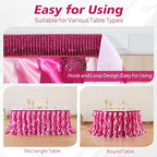 Wish Care 9ft Pink Sequin Table Skirt for Rectangle Tables Glitter Curly Willow Fuchsia Tutu Skirt Ruffle Table Cloth Desk Skirts for Princess Girls Birthday Baby Shower Party Cake Table Decorations - Image 5