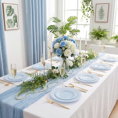 IOOOOO 100Pcs 10" Blue Plastic Dinner Plates, Heavy Duty Disposable Plates - Image 4