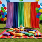 10x7FT Rainbow Backdrop Curtains, Wrinkle-Free Colorful Pastel Fabric Photography Background with Rod Pockets, Vibrant Party Decor for Birthday, Wedding, Baby Shower, Fiesta & Graduation - Image 6