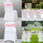 Light Pink Chair Sashes for Wedding 50Pcs Spandex Pink Sashes for Chairs Covers Stretch Chair Sashes Band with Heart Buckle Slider Wedding Sashes Bows for Banquet Party Decorations - Image 5