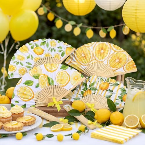 Roowest 36 Pcs Lemon Folding Hand Fans Bulk, Bridal Shower Party Favors - Image 5