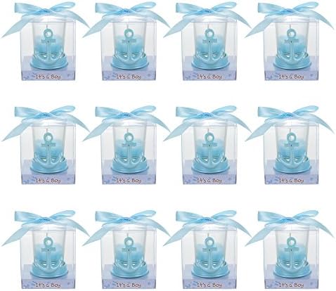 12 pcs Party Keepsake Baby Blue Anchor Candle Set, Awesome Party Favors for Baby Shower Announcement Parties, Boys or Girls Party & Other Themed Events - Image 3