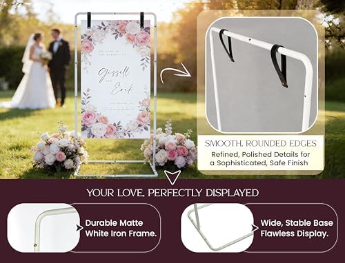 OLEEK Adjustable wedding welcome sign stand - Customizable design bundle for linen sign stand - wedding sign holder - welcome wedding sign - wedding signage with 6 Leather Hanging straps - Image 6
