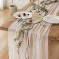 6Pcs Light Beige Cheesecloth Table Runner 120 Inches for Party Home Decor by KEKETOARRANGE