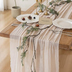 6Pcs Light Beige Cheesecloth Table Runner 120 Inches for Party Home Decor by KEKETOARRANGE