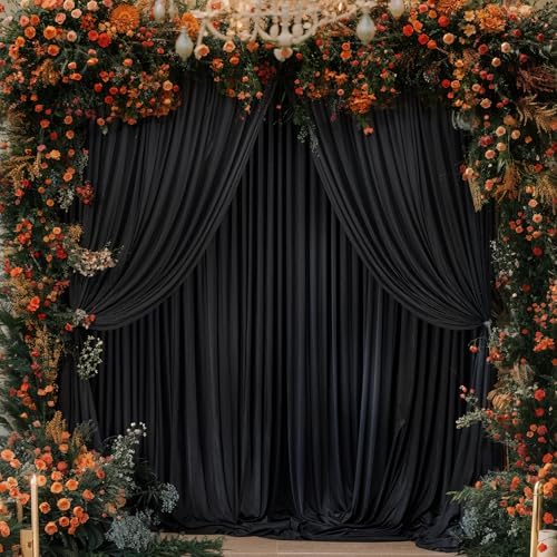 Black Backdrop Curtain 8 Panels-Wrinkle-Free Black Curtains Polyester Photography Drapes for Wedding Birthday Party Photo Background Backdrop Stand- 32 X10FT - Image 6