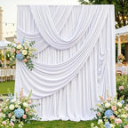 40ftx12ft White Backdrop Curtains for Wedding Party 8 Panels 5×12FT Tall by LeegleriTableSkirt