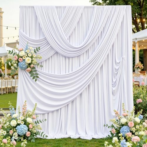 40ftx12ft White Backdrop Curtains for Wedding Party 8 Panels 5×12FT Tall by LeegleriTableSkirt