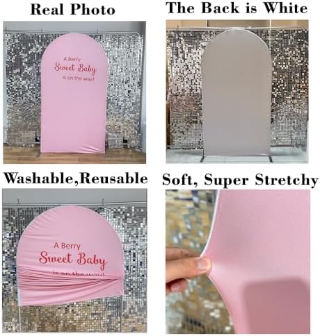 A Berry Sweet Baby is on The Way Arch Backdrop Cover Strawberry Theme Stretchy Arched Stands Covers Girls Birthday Baby Shower Party Decoration(Only Cover) - Image 5