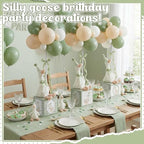 6 Sets Sage Green Silly Goose Birthday Decoration 15.7 Inch Soft Silly Goose Table Centerpiece Stuffed Animals with Balloon Boxes Hat Geese Plushies Table Decor for Birthday Party Favors - Image 3