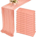 35x157 Inch Peach Coral Cheesecloth Table Runner Boho Wedding Party Decor by Fivenl