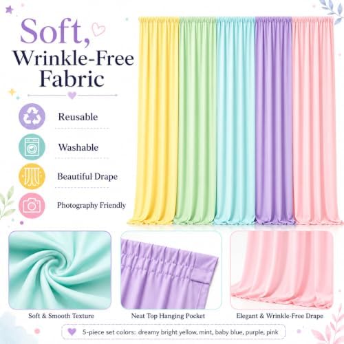 Unicorn Backdrop Pastel Rainbow Backdrop for Girls Birthday Baby Shower Unicorn Theme Party Decorations 10×10ft - Image 2