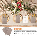 Cindeer 150 Pcs Wood Color Linen Dinner Napkins with Built in Flatware - Image 5
