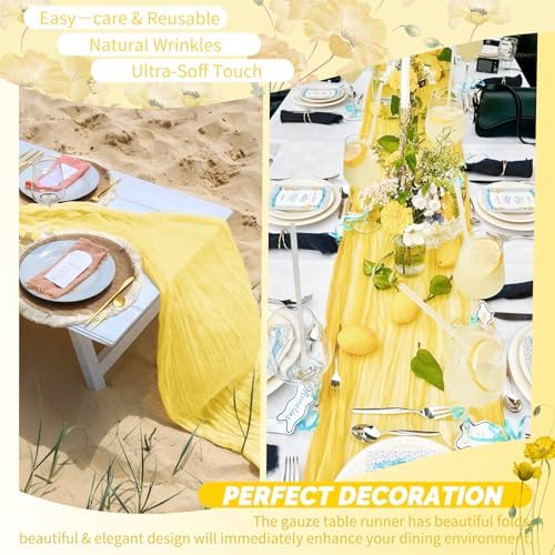 30 Pack Light Yellow Cheesecloth Table Runner 17x108 Inches Boho Home Decor - Image 6