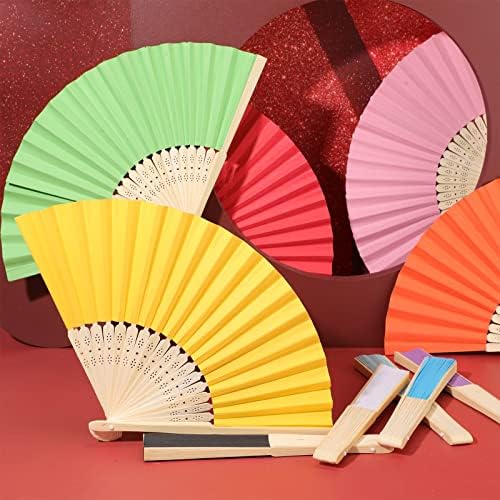 Yinkin 100 Pack Folding Hand Fans Bamboo for Party Favors, Multi Colors - Image 6