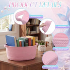 LemonRoad 5 Pcs Pink and Blue Mermaid Empty Gift Basket with Handle 9x6x5'' - Image 3