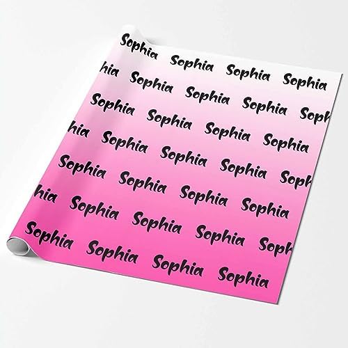 MyPupSocks Customized Name Gift Wrapping Paper, Personalized Gradient White And Pink Gift Wrap Paper with Logo Custom Funny Wrapping Paper Roll for Men Women Christmas 58x23 Inches 3 Rolls - Image 2