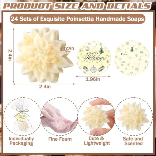 Leelosp 24 Sets Christmas Poinsettia Flower Soaps Gifts Bulk Party Favors - Image 3