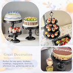 Set of 9 Cake Stands Metal Cupcake Stand Set Multiple Styles Candy Fruit Display Tower Dessert Plate Cake Serving Tray for Birthday Party Wedding Anniversary Baby Shower Engagement (Black) - Image 5