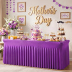 Purple Spandex Tablecloth for 8FT Rectangle Tables, Table Skirt - Image 2