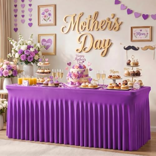 2Pack Spandex Tablecloth for 8FT Rectangle Tables,Table Skirt - Image 2
