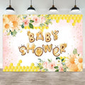 20x10ft Baby Shower Backdrop Bee Flower Honeycomb Floral Pink Yellow Background for Girl Baby Shower Party Decoration Cute Bee Themed Photo Booth Banner by ASDCXZ
