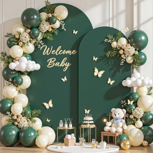Hunter Green Arch Backdrop Cover Set of 2 Spandex 7.2 and 6ft Arch Covers Stretchy Backdrop Birthday Party Arch Stand Covers for Baby Shower Wedding Bridal Shower Banquet Photo Background Decorations - Image 3