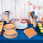 Ziliny 350 Pcs Blue Orange Plates and Napkins Blue Dog Party Supplies - Image 5