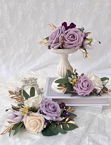 CherishedMoments 3Pcs Pre-Made Cake Flowers,Purple Wedding Cake Decor - Image 6
