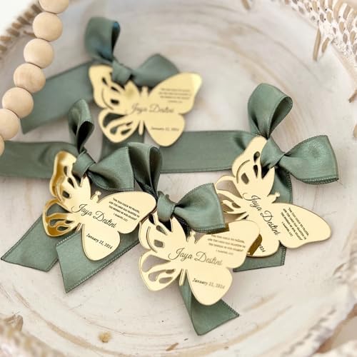 Custom Butterfly Baptism Favors, Mirror Acrylic Baptism Tag, Personalized Christening Thank You Gifts For Guests, First Holy Communion Favors, Baby Shower Keepsake(80pcs) by Unknown
