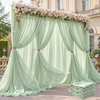 30ft×10ft Wrinkle Free Sage Green Backdrop Curtain Drapes, 6 Panels 5ftx10ft Sheer Tulle Chiffon Backdrop Panels Curtains for Wedding Baby Shower Birthday Party Stage Photo Home Decorations by Unknown