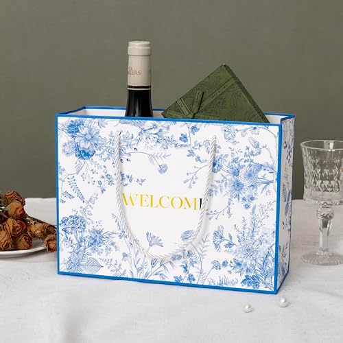 Crisky 25 Pack Wedding Welcome Bags for Guests, Hotel Blue Floral Welcome Gift Bags for Bridal Shower, Birthday Baby Shower - Image 5