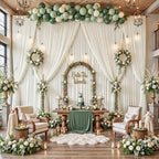 50ft x 12ft Wrinkle Free Ivory Backdrop Curtains for Parties, 10 Panels Silky 12FT Long Photo Backdrop Drapes Back Drop Cloth for Wedding Birthday Photography Background Decor - Image 3