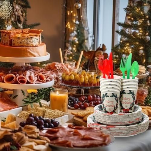 FillTouch 350 Pcs Merry Christmas Paper Plates Napkins Set for 50 Guests - Image 6