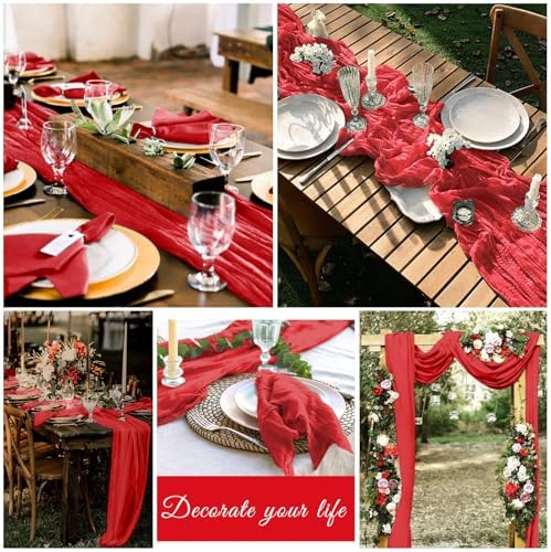 20 Pack Cheesecloth Table Runner 17 x 108 Inch, Red - Image 7