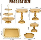 Hacaroa Set of 10 Gold Cake Stand, Metal Dessert Table Display Set Tiered Cupcake Holder, Decorative Candy Fruit Tower Plate Dessert Serving Tray Platter for Wedding, Birthday Party, Baby Shower - Image 2