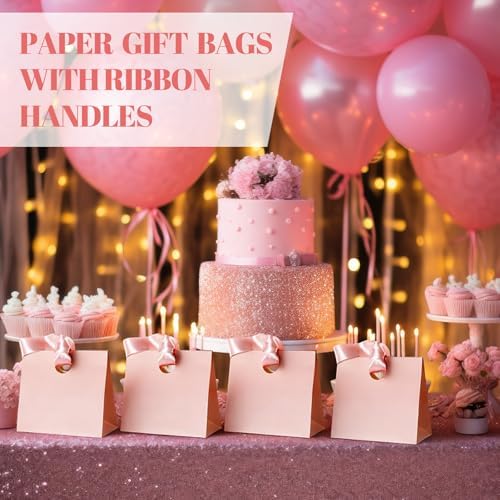 Feifeiya 30 Pcs Small Pink Gift Bags with Ribbon Handle - Image 6