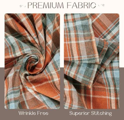 Romanstile Thanksgiving Plaid Ruffled Tablecloth Rectangle 60x120 Inch Rust - Image 4