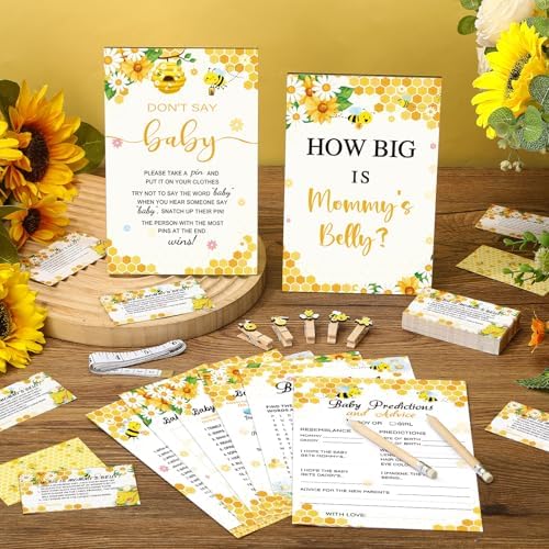 Funnymoom 426 Pcs Bee Baby Shower Games Set, 8 Games Bingo Scramble - Image 2