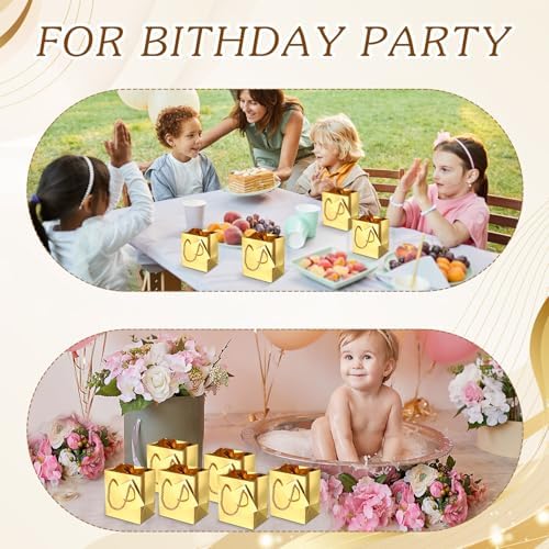 Sherr 100 Pcs Gold Mini Paper Gift Bags with Handles, White Tags - Image 4