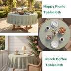 Sage Green White Gingham Tablecloth Round Dia.90” - Image 3