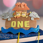 Noah's Ark Cake Toppers Set, Birthday Party, Baby Shower decoration, Animal theme party, Handmade, cute baby decor (Centerpiece "ONE" + 3D) - Image 5