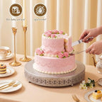 Wenqik Silver Metal Cake Stand 20 Inch with Cutting & Spatula - Image 4