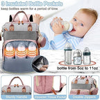 SHITIESHOU Diaper Bag Backpack Baby Bag, Baby Girl Boy Diaper Bag for Dad Mom with Pad, 16 Pockets, Pacifier Case, Large Diaper Bags Unisex for Travel(Pink Grey) - Image 4