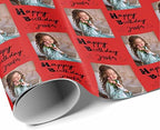 MyPupSocks Custom Picture Wrapping Paper, Happy Birthday with Name Photo Red Personalized Gift Wrap Paper Funny Wrapping Paper Roll 58x23 for Boys Girls Kids Birthday Christmas anniversary 5 Rolls - Image 3