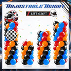 Kasyat 2 Sets Hot Car Balloon Column Stand Kit with Star Race Tire Wheels Helmets Checked Foil Balloons Race Car Arch Garland Kit for Floor for Racing Themed Birthday Party Decorations - Image 5