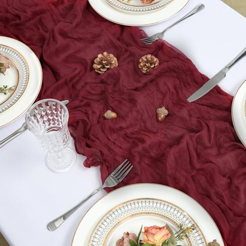 16 Pack 23 x 120 Inch Burgundy Table Runner 10Ft Cheesecloth - Image 4