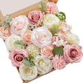 Serwalin 2Pcs Artificial Flowers Pink White Flower Silk Flowers for Wedding by Serwalin